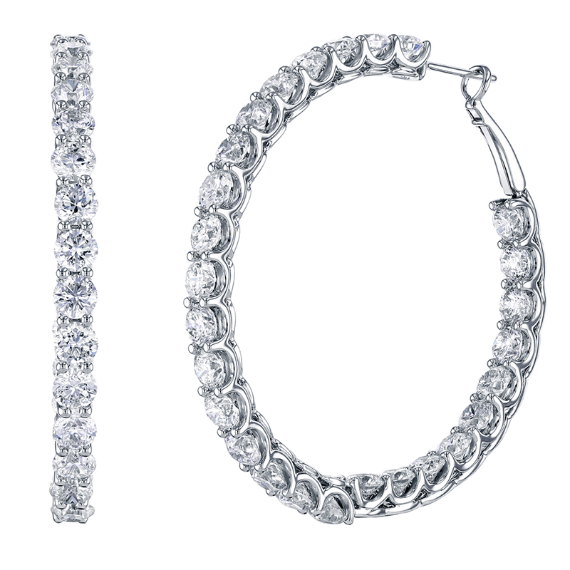 Korman Signature 18kt White Gold Diamond Inside Out Hoop Earrings