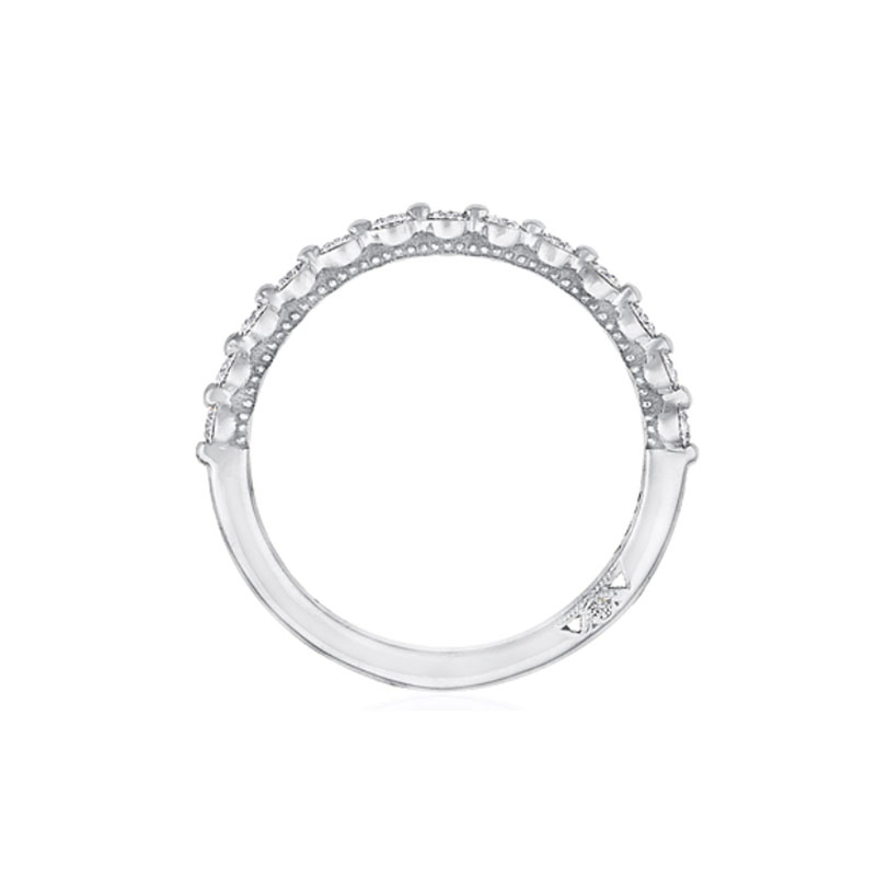 Tacori 18kt White Gold French Pave Sculpted Crescent 1/2 Way Wedding Band