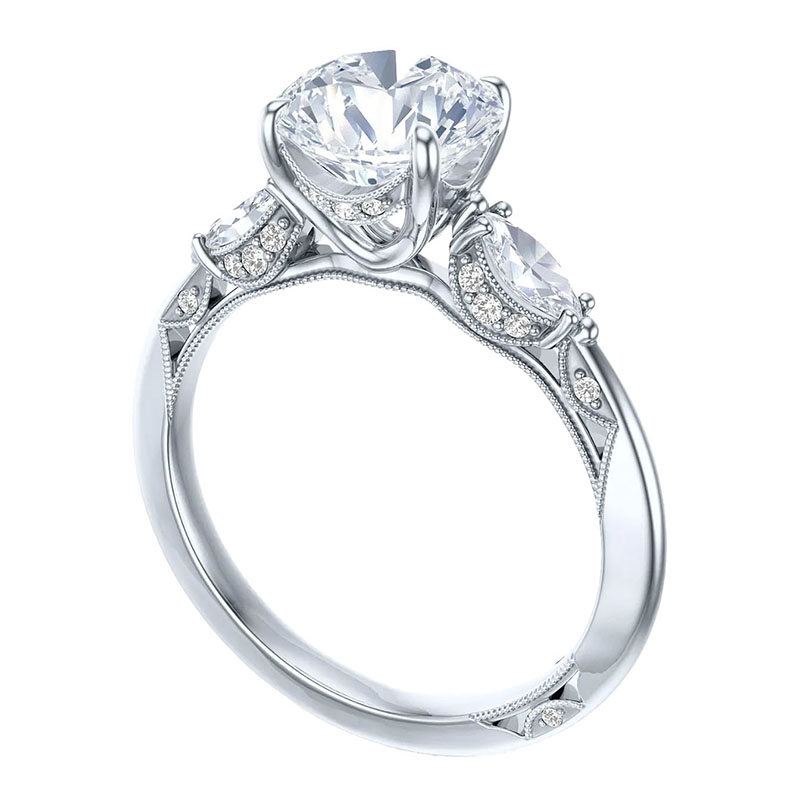 Tacori 18kt White Gold and Diamond Simply Three Stone Engagement Ring Setting