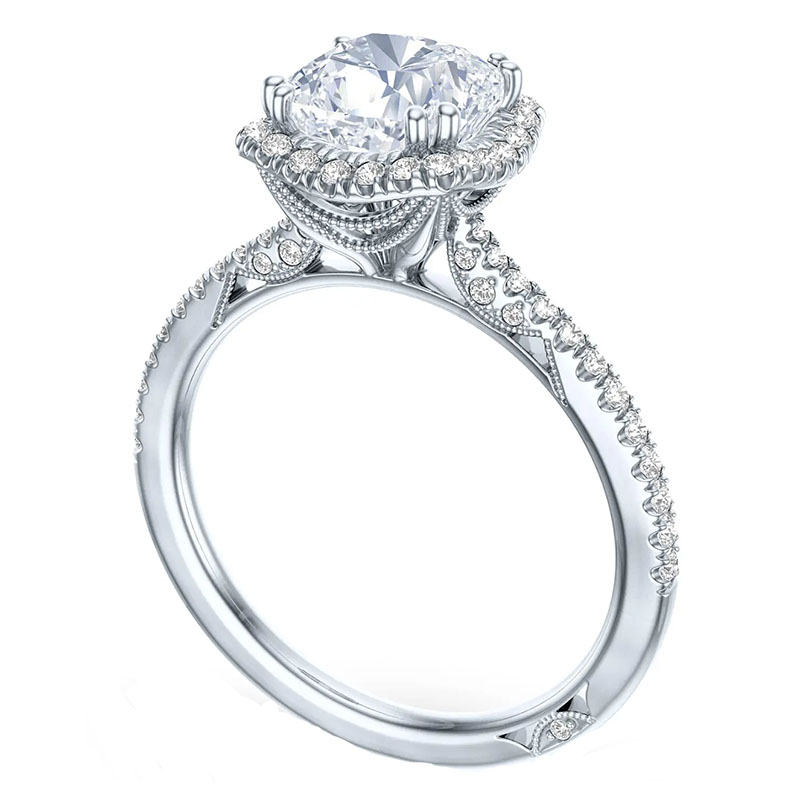 Tacori 18kt White Gold and Diamond Simply Cushion Halo Engagement Ring Setting