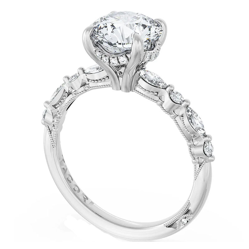 Tacori 18kt White Gold and Diamond Sculpted Crescent Engagement Ring Setting