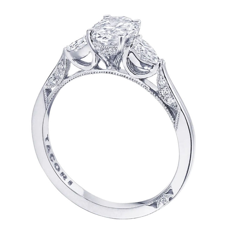 Tacori 18kt White Gold and Diamond Three Stone Engagement Ring Setting