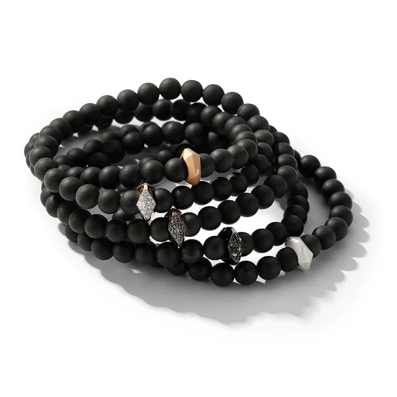 Walter's Faith 18kt Rose Gold, Diamond and Onyx Beaded Origami Bracelet