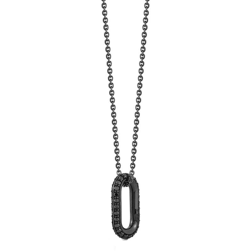 Walter's Faith 18kt Black Gold and Diamond Saxon Link Necklace