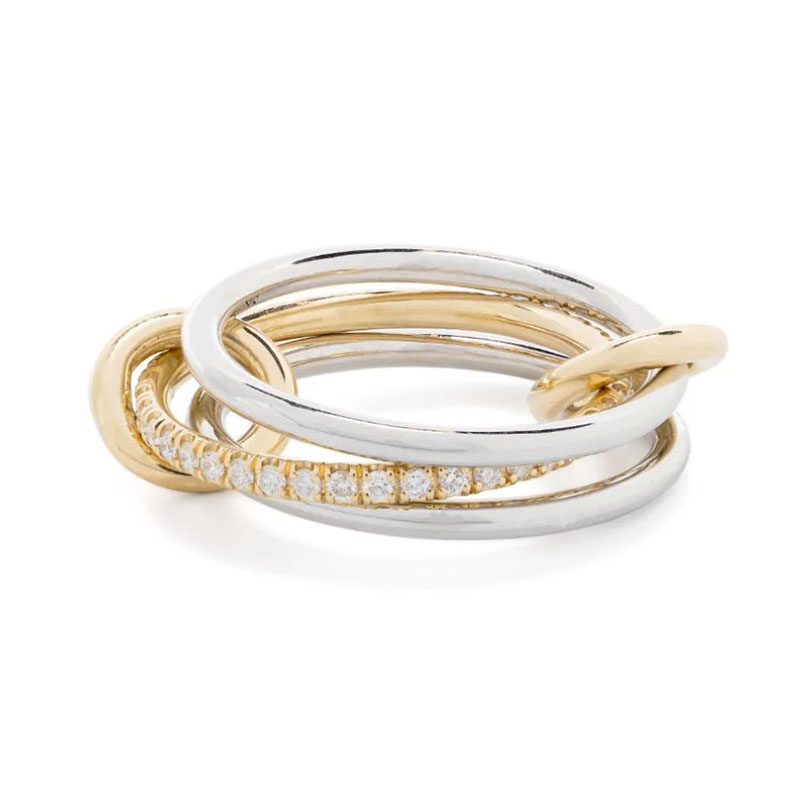 Spinelli Kilcollin 18kt White and Yellow Gold and Pave Diamond Sonny Ring