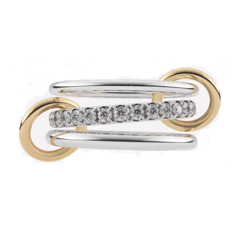 Spinelli Kilcollin 18kt Yellow Gold and Silver Diamond Petunia Ring