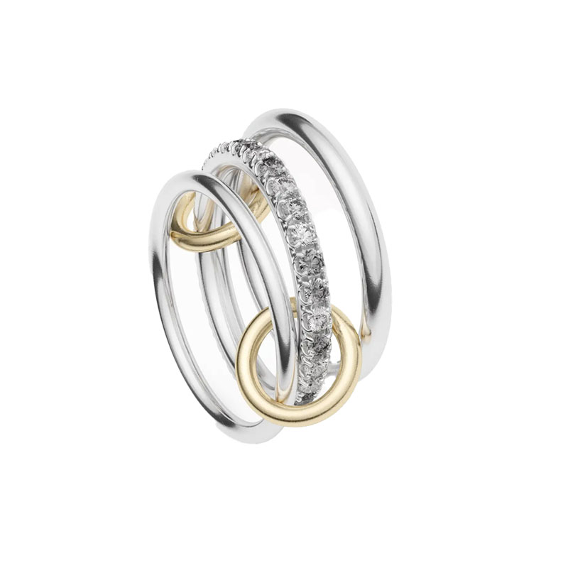 Spinelli Kilcollin 18kt Yellow Gold and Silver Diamond Petunia Ring