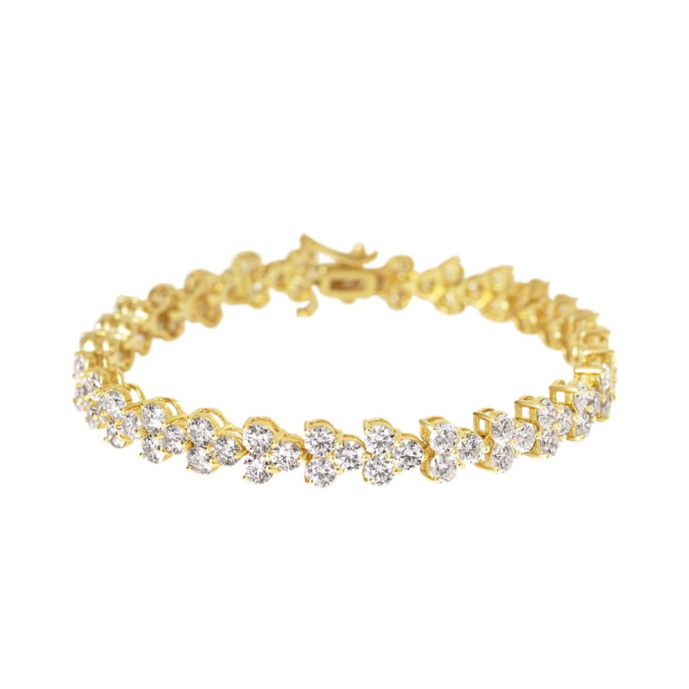 Korman Collection 18k Yellow Gold Diamond Trio Cluster Tennis Bracelet