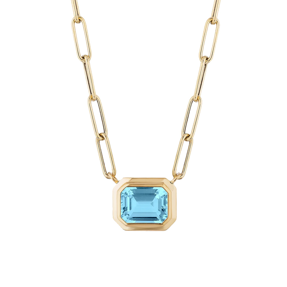 Goshwara 18k Yellow Gold Blue Topaz Pendant Necklace