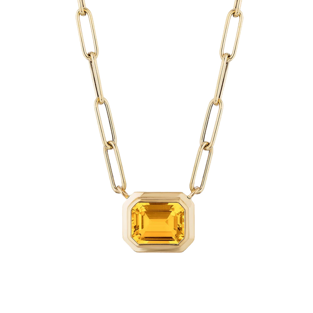 Goashwara 18kt Yellow Gold Citrine Manhattan Pendant Necklace