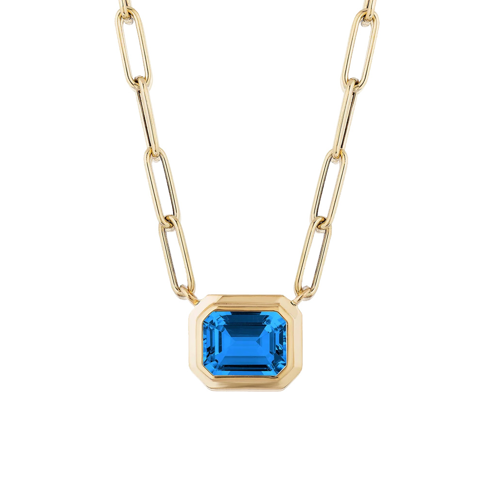 Goshwara 18kt Yellow Gold London Blue Topaz Pendant Necklace