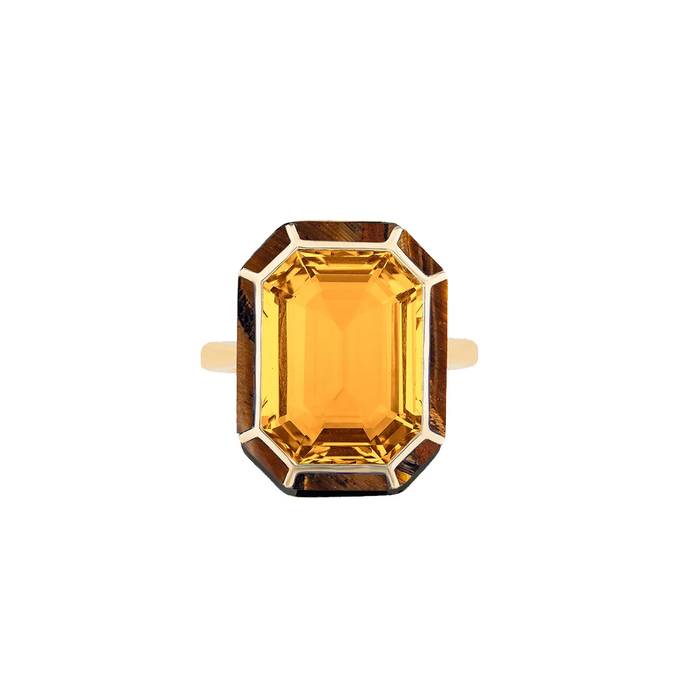 Goshwara 18k Yellow Gold Citrine With Tiger