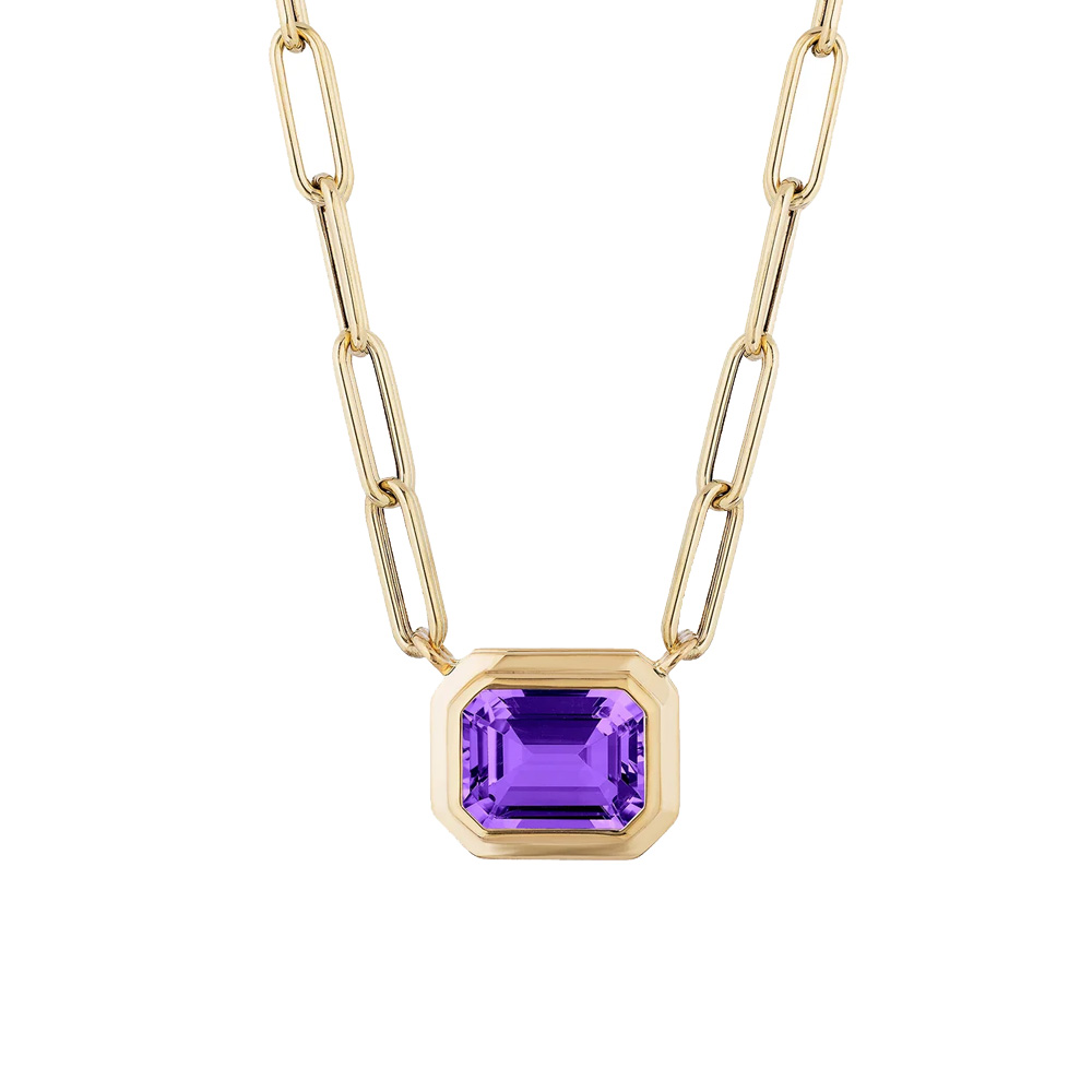 Goshwara 18k Yellow Gold East West Amethyst Pendant Necklace