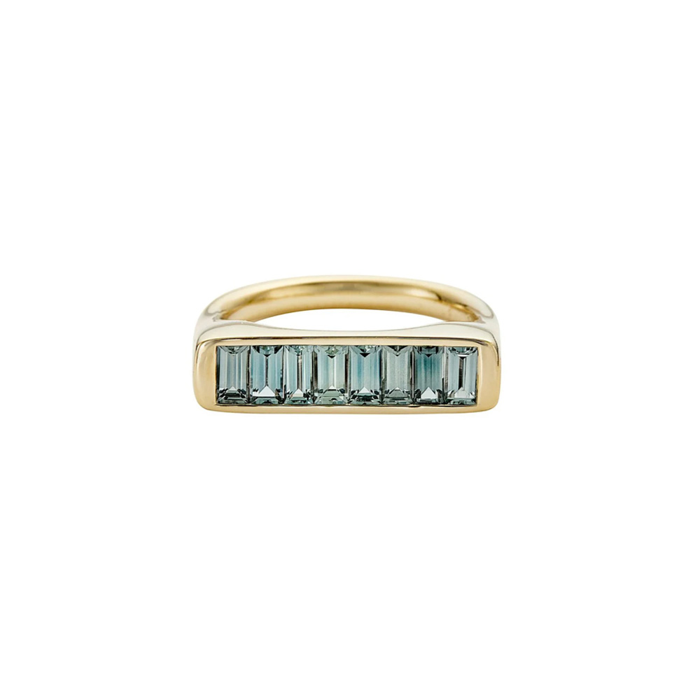 Artemer 18kt Yellow Gold with Baguette Teal Sapphires Ring