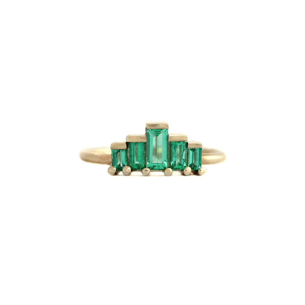 Artemer 18kt Yellow Gold Baguette Cut Emerald Ring