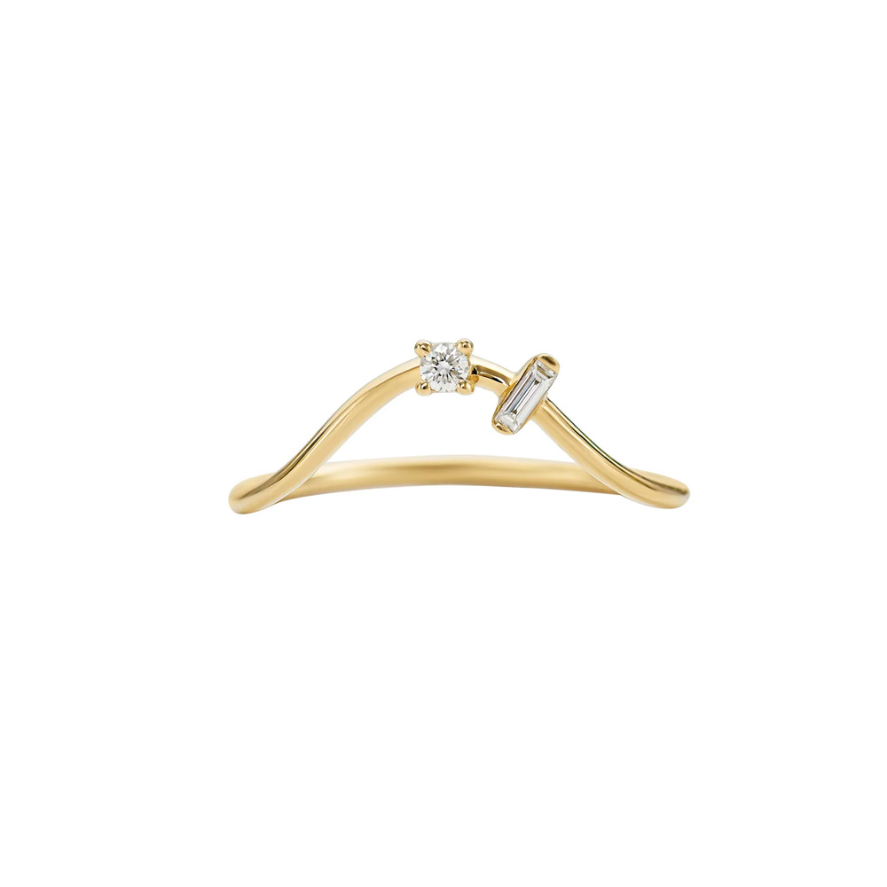 Artemer 18kt Yellow Gold and Diamond Curved Wedding Band