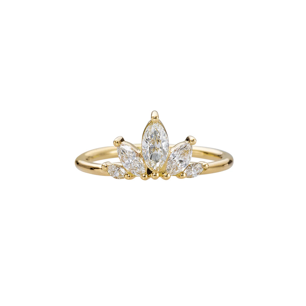 Artemer 18kt Yellow Gold Petal Band With Marquise Diamonds