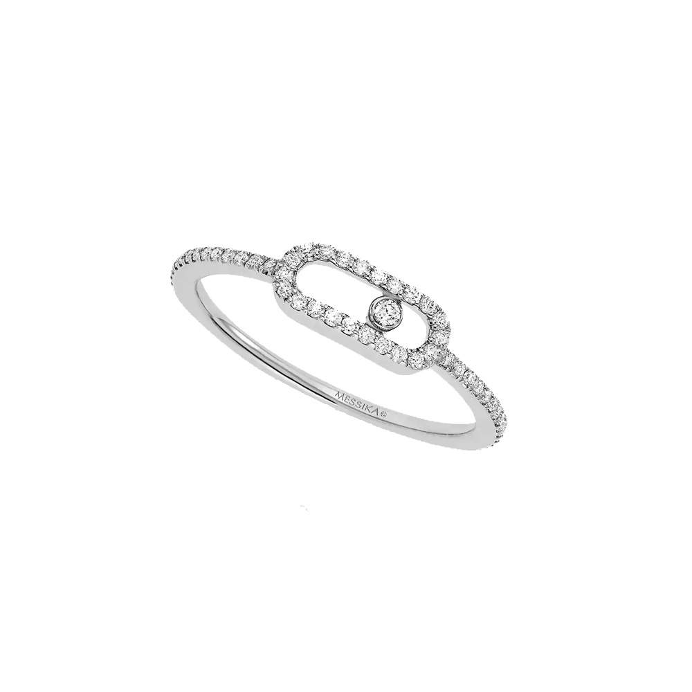 Messika 18k White Gold Move Uno Pave Diamond Ring