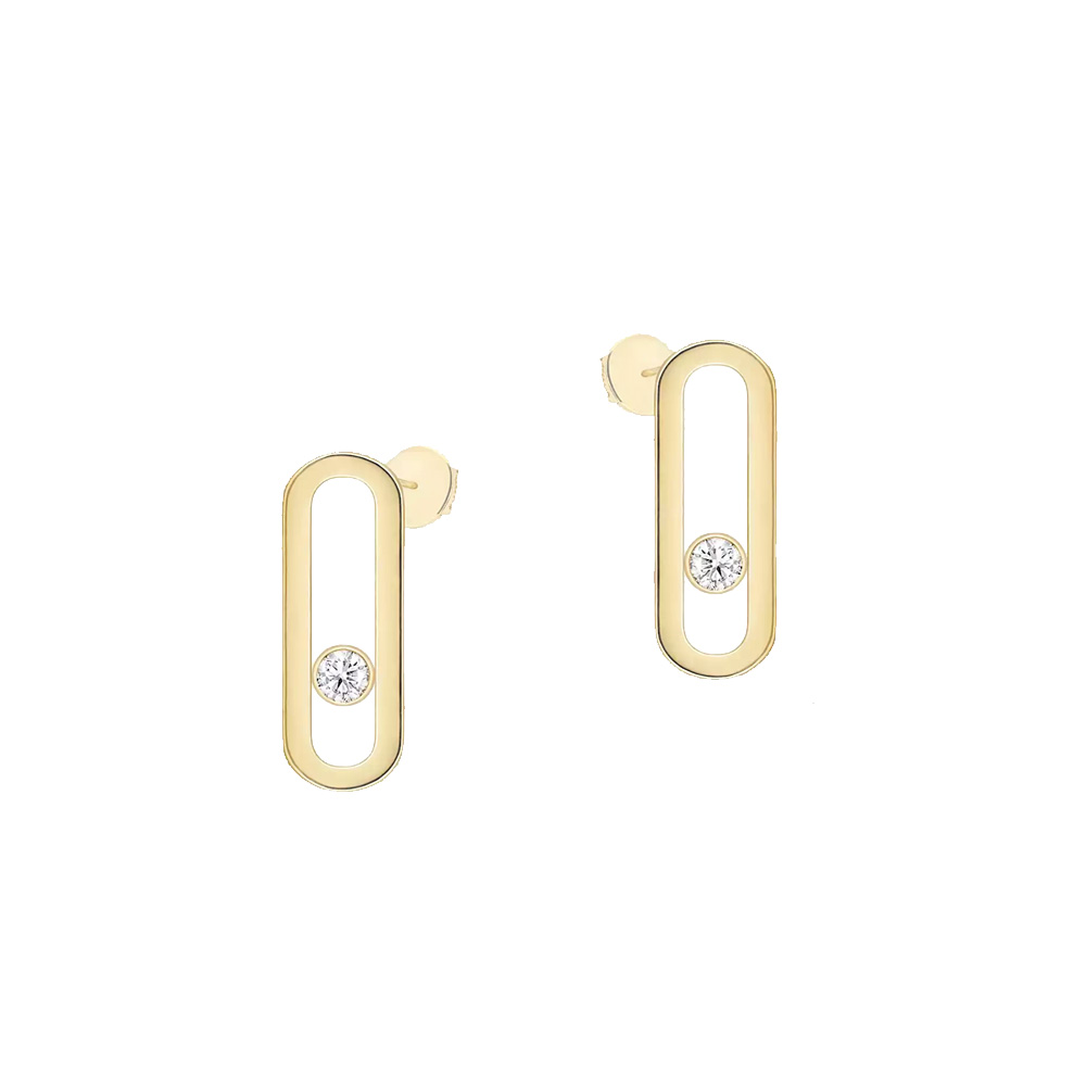 Messika 18k Yellow Gold Move Uno Long  Stud Earrings