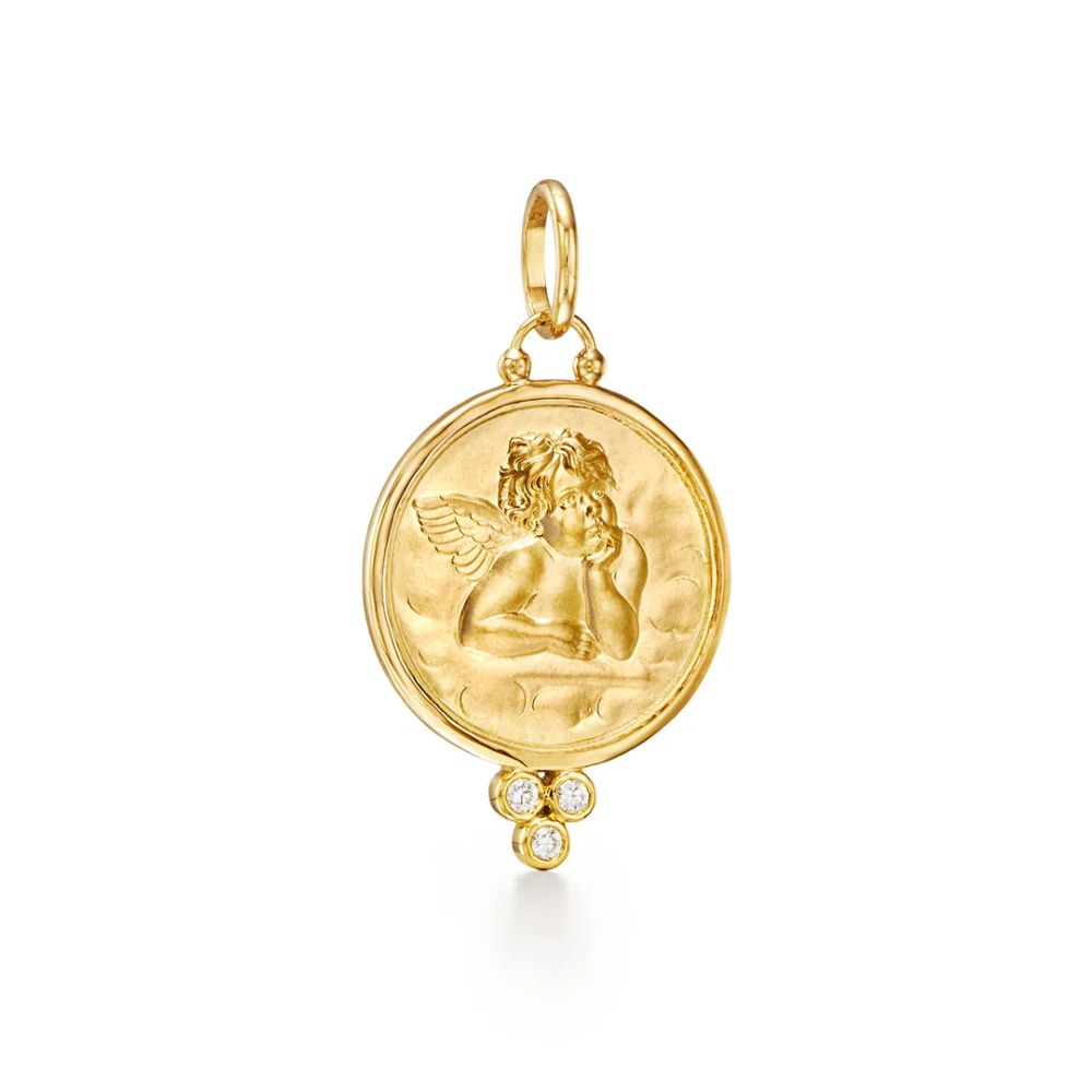 Temple St. Clair 18k Yellow Gold Extra Large Diamond Angel Charm