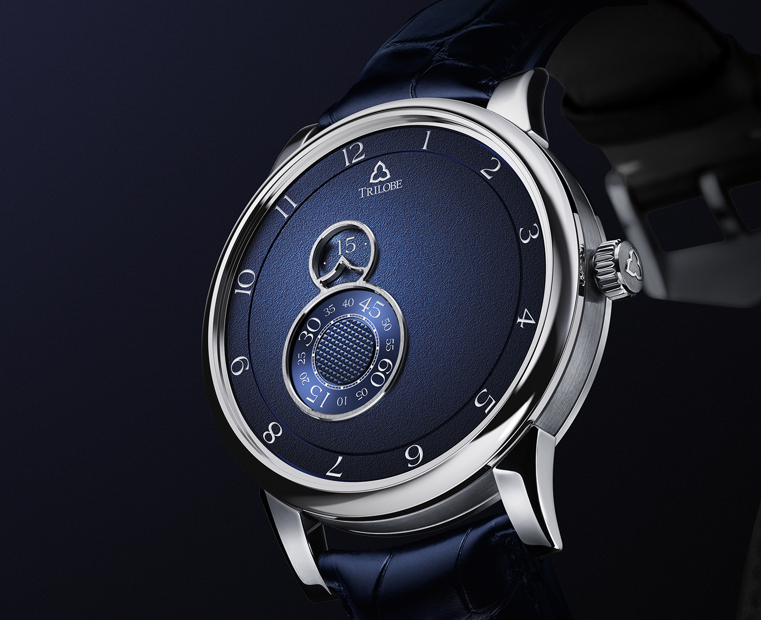 Trilobe Nuit Fantastique Titanium with Blue Alligator Strap