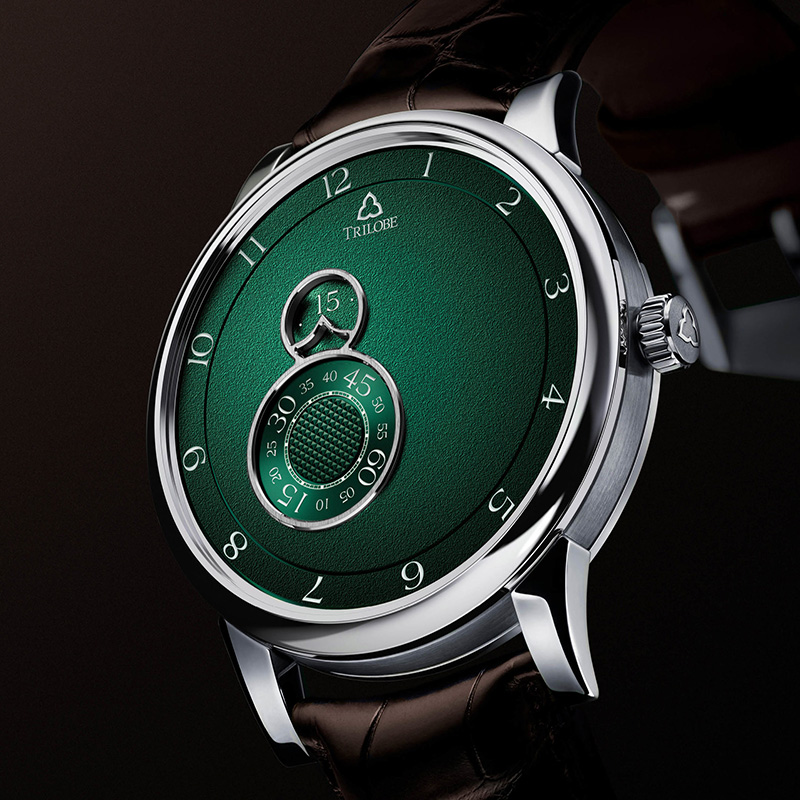 Trilobe Nuit Fantastique Titanium Green Dial  with Brown Alligator Strap